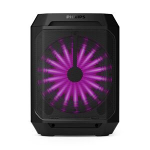 Philips New TAX2208 Bluetooth Party Speaker,30W Dynamic Bass Boost, 3000mAh Battery, Aux-in, Karaoke Mic Input, Wireless Pairing for Stereo Sound, Built-in Easy to Carry Handle